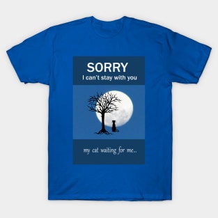 black cat, tree and moon T-Shirt